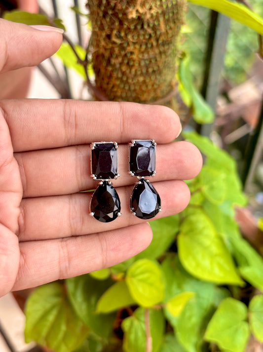 Black drop zircon earring