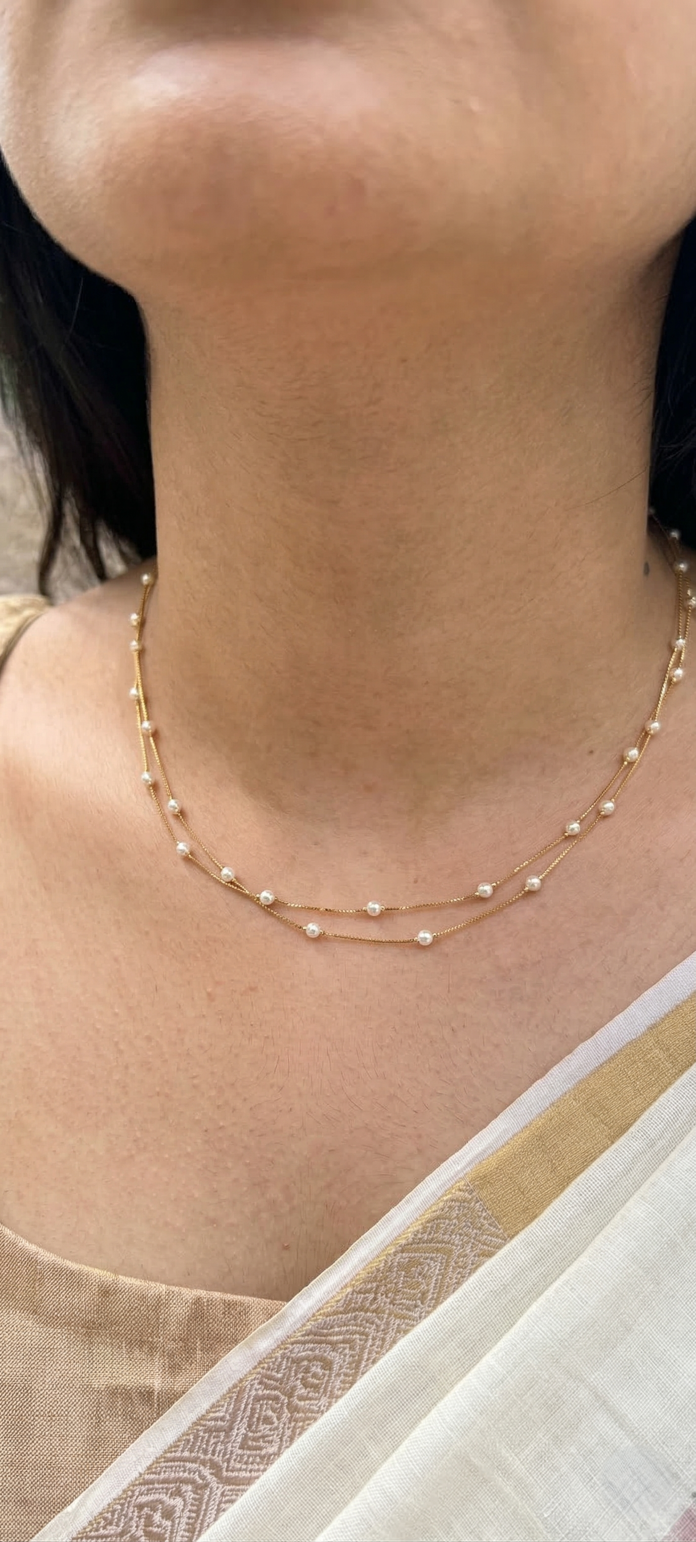 Dailywear 2 layer pearl chain necklace