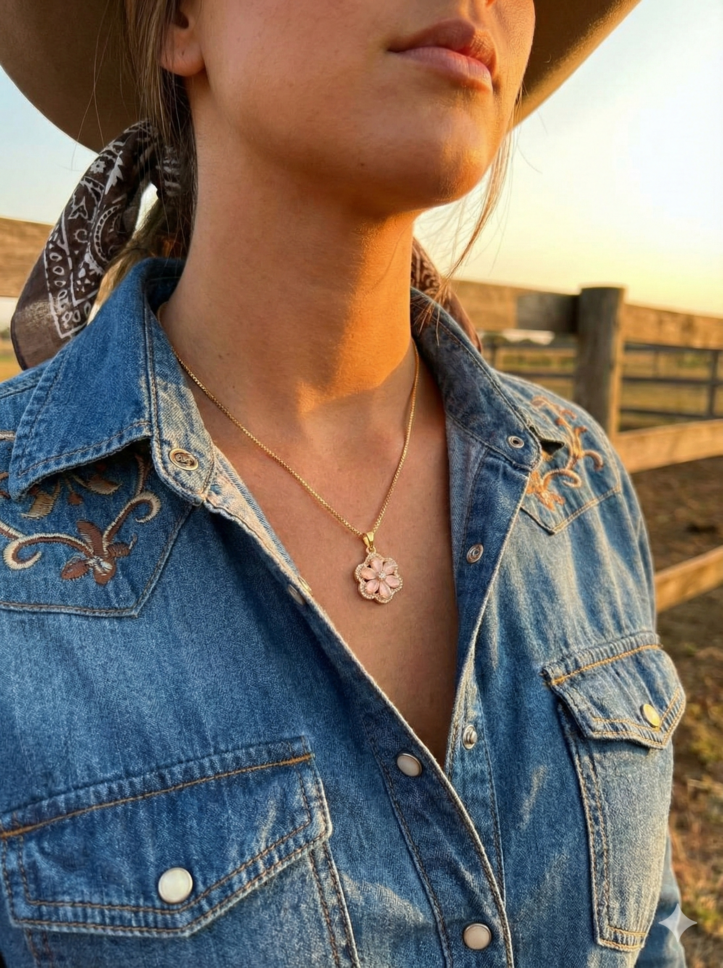 Floral CZ Pendant Necklace