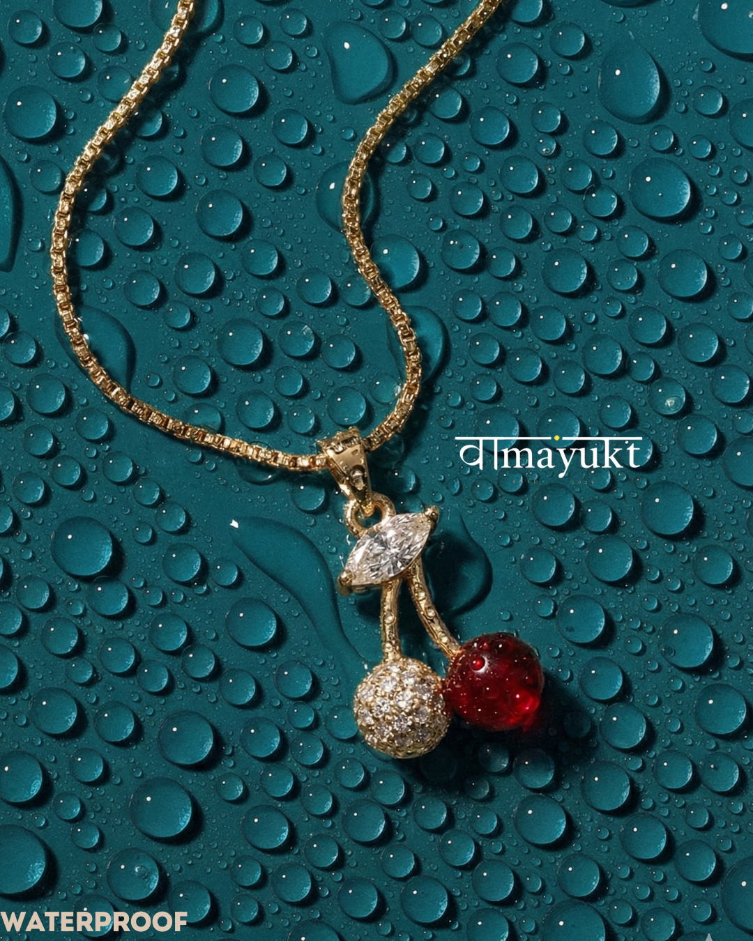 Luminous red cherry necklace