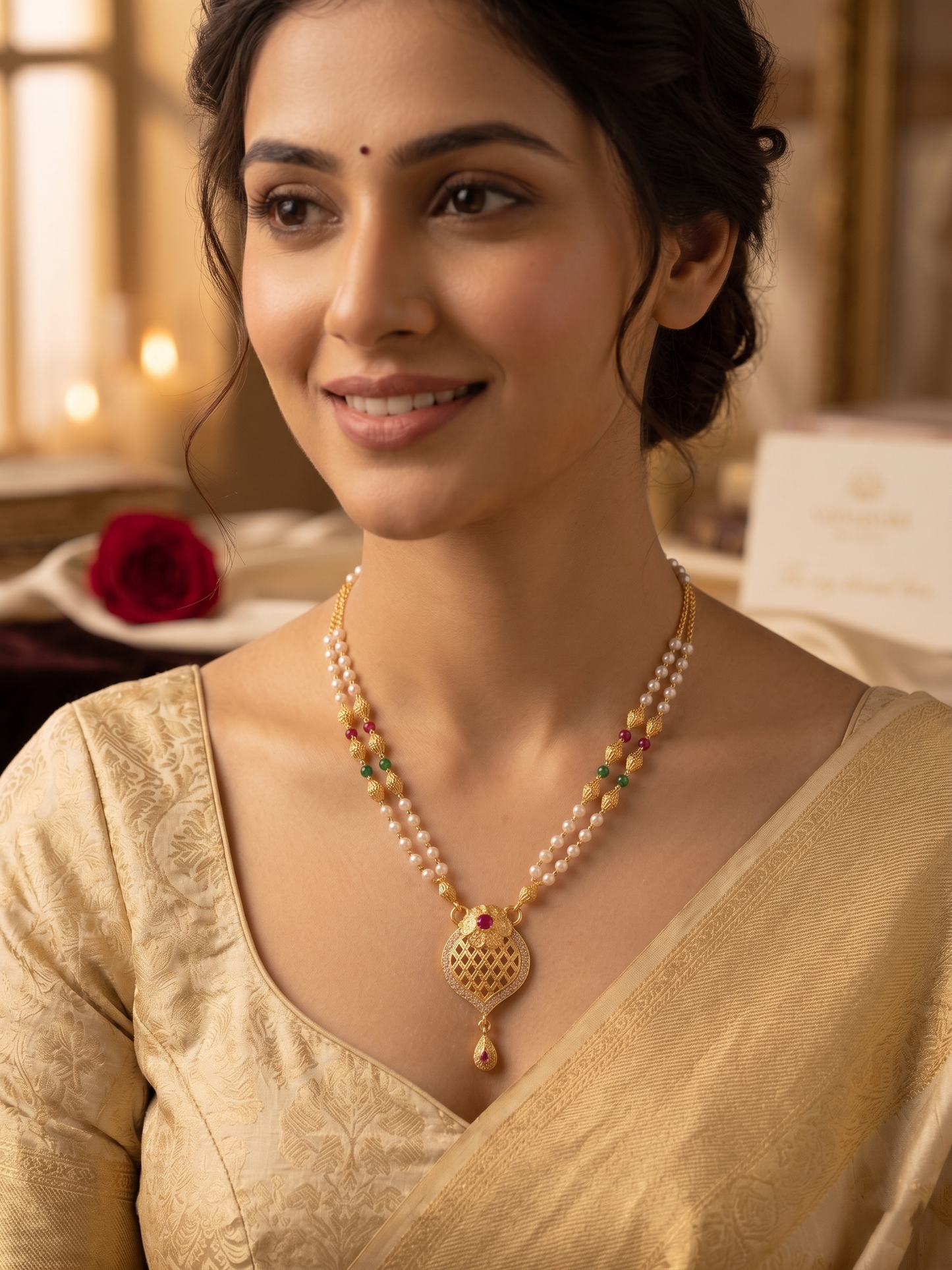 Mangaldeep pearl necklace with earring