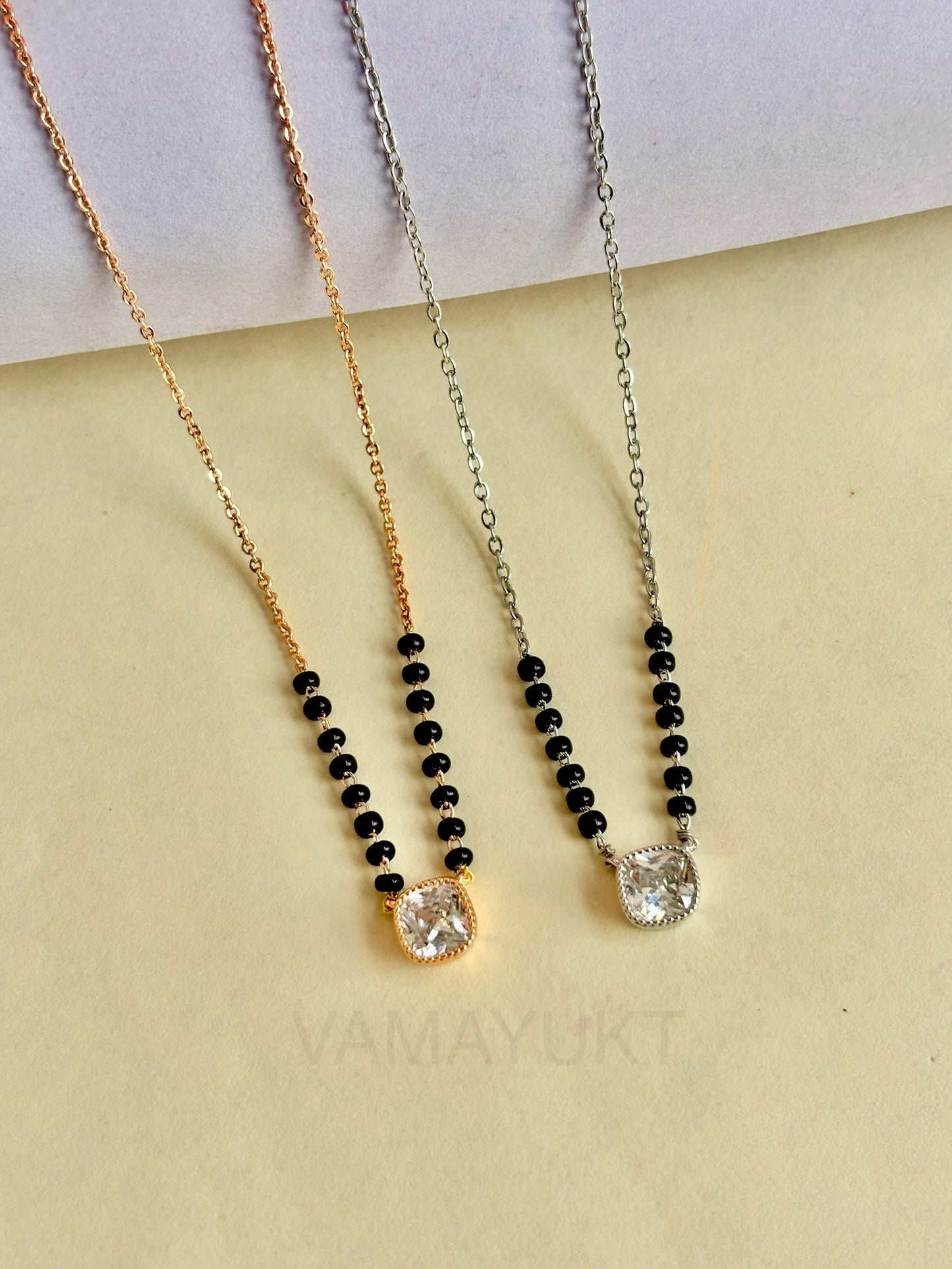 Riah solitaire silver modern mangalsutra