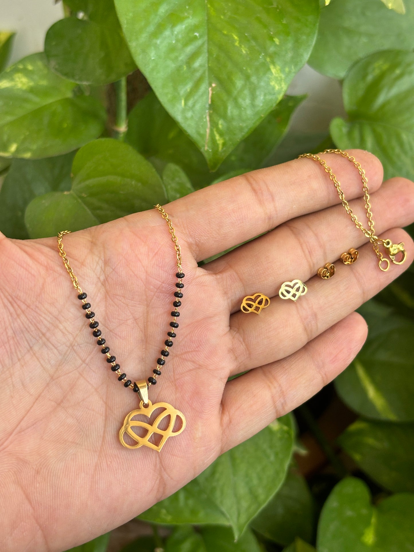SS modern infinity heart set