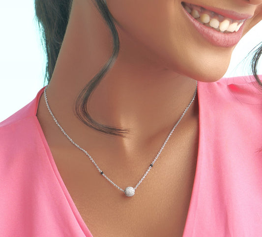 Silver A.D ball 2 bead mangalsutra
