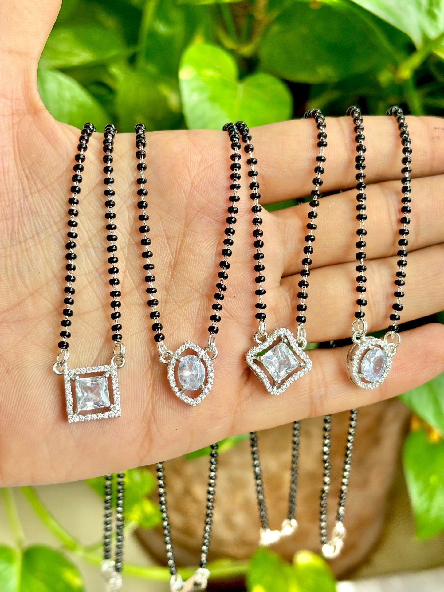 Squarish silver elegant mangalsutra
