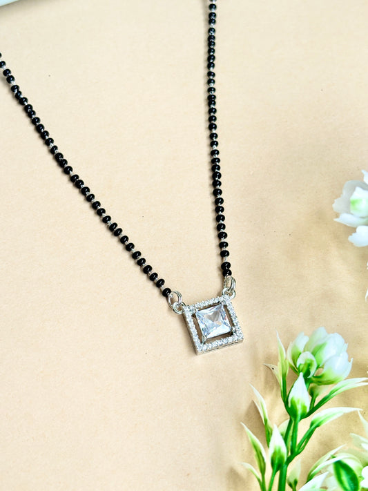 Squarish silver elegant mangalsutra