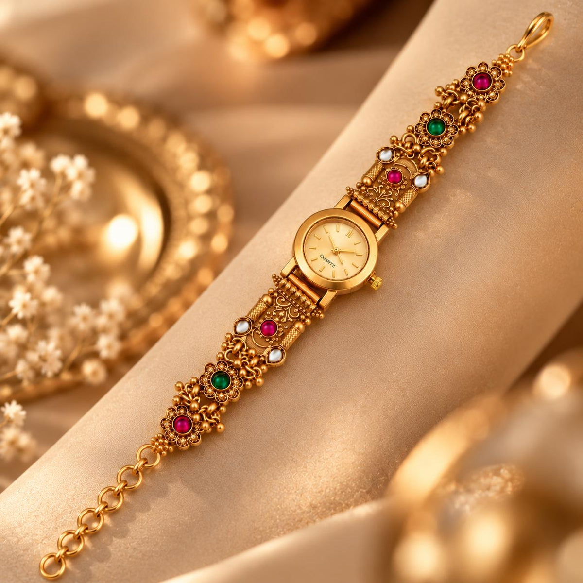Royal Heritage Gold-Tone Ornamental Quartz Watch