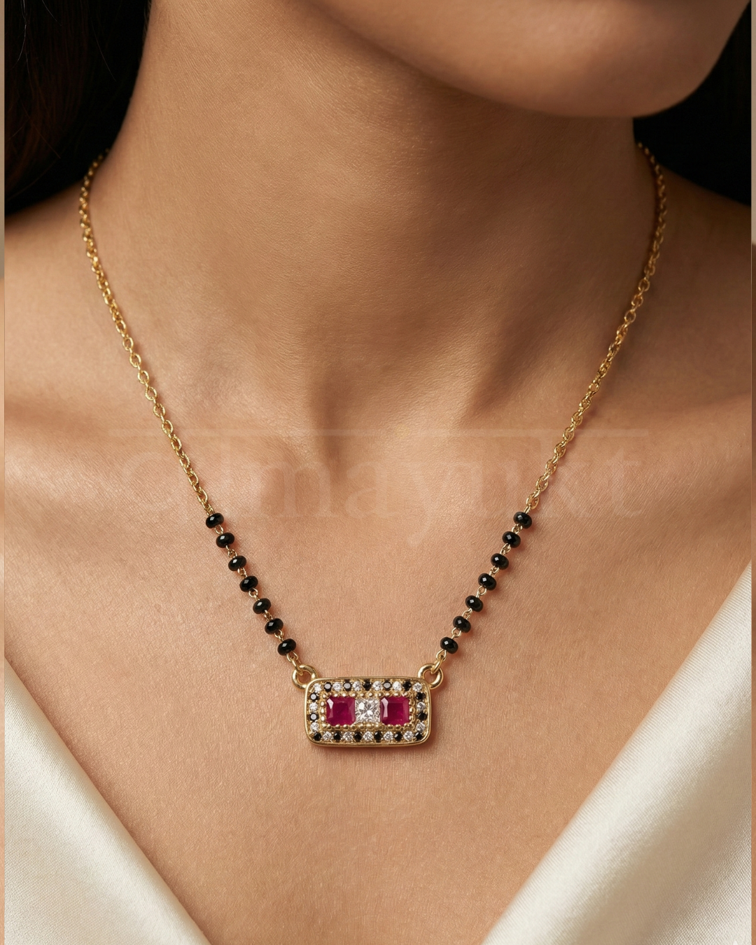 Solid trivani gold mangalsutra