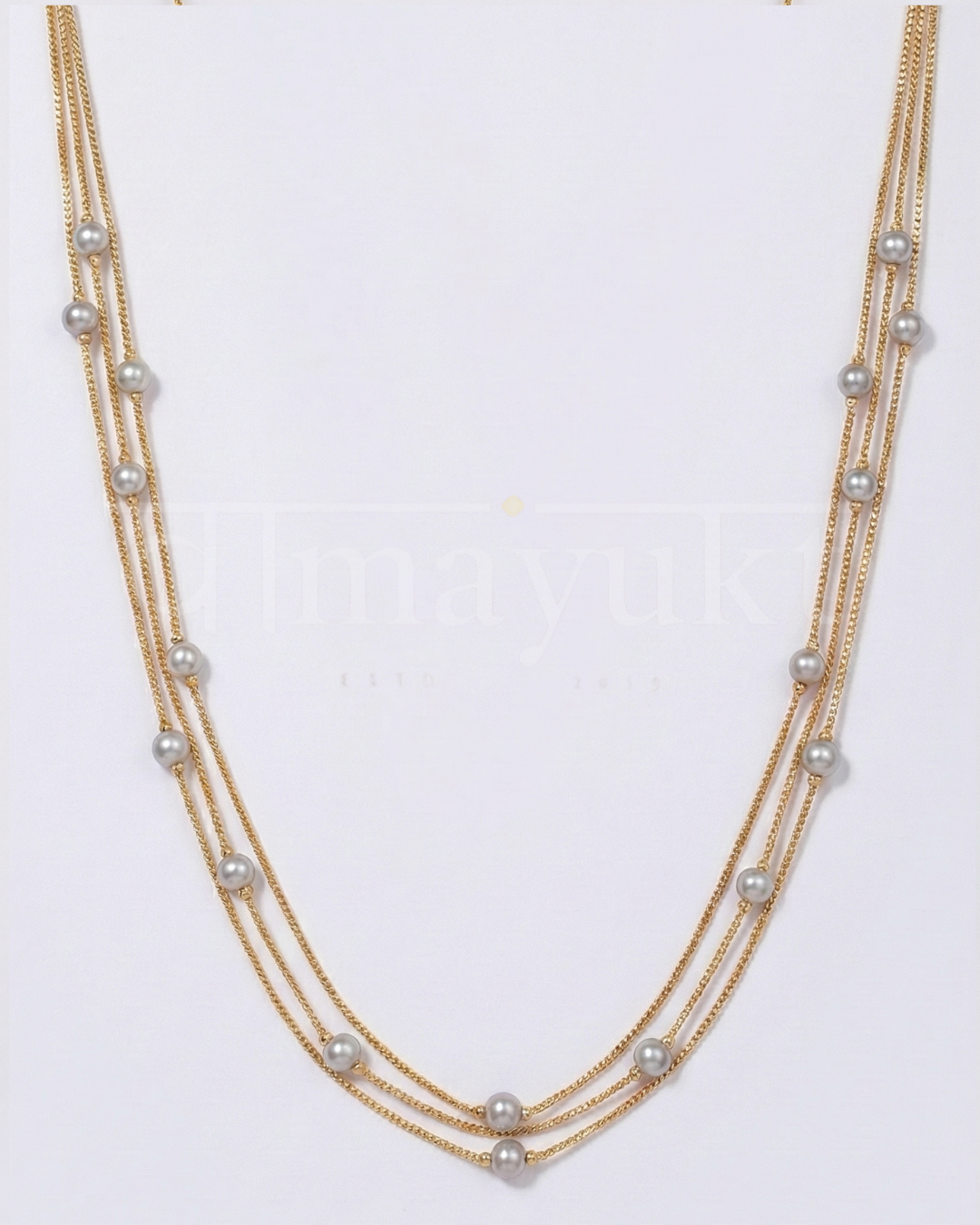 3 layer pearl chain necklace