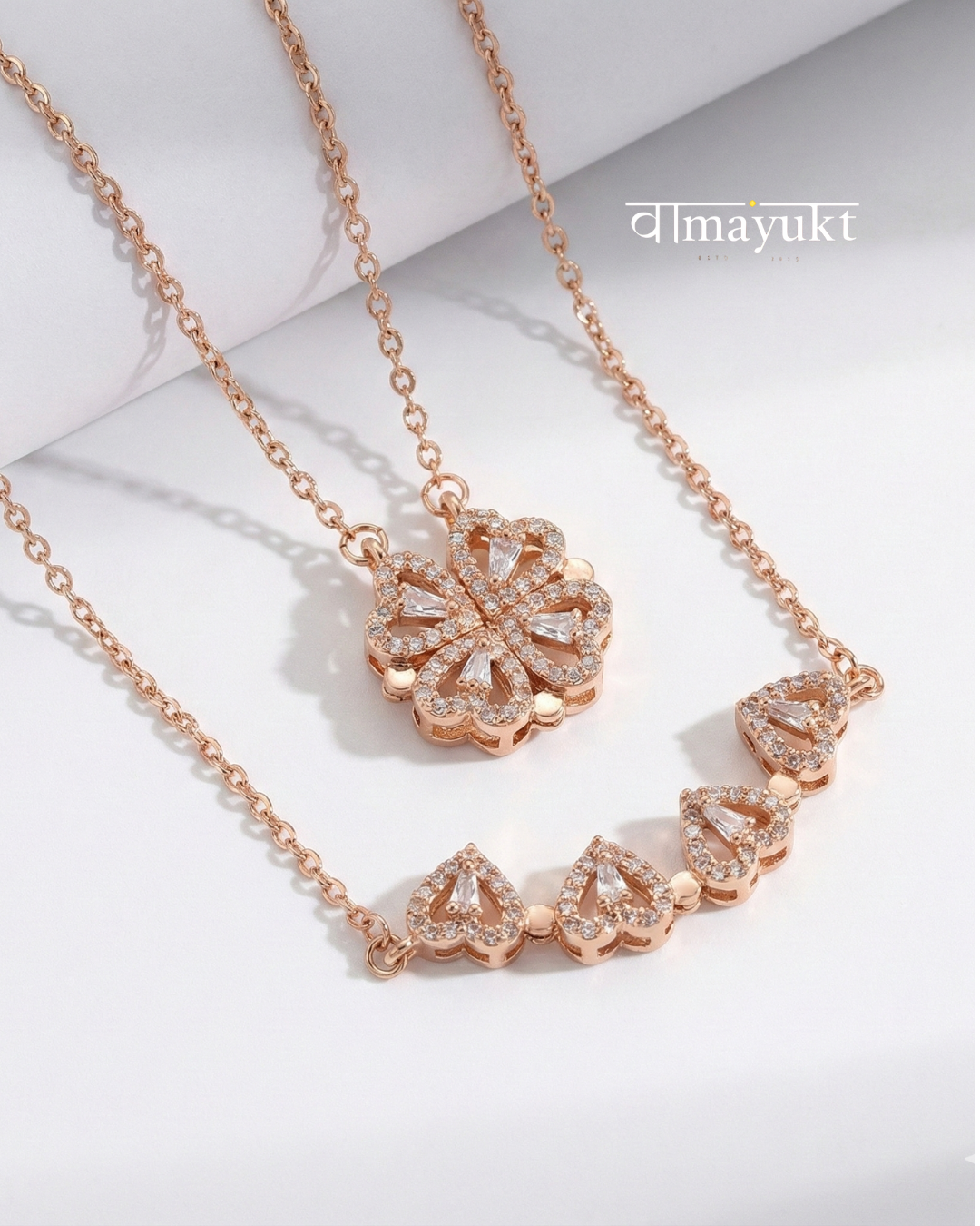Magnet Chain  4-Hearts Wearable Necklace