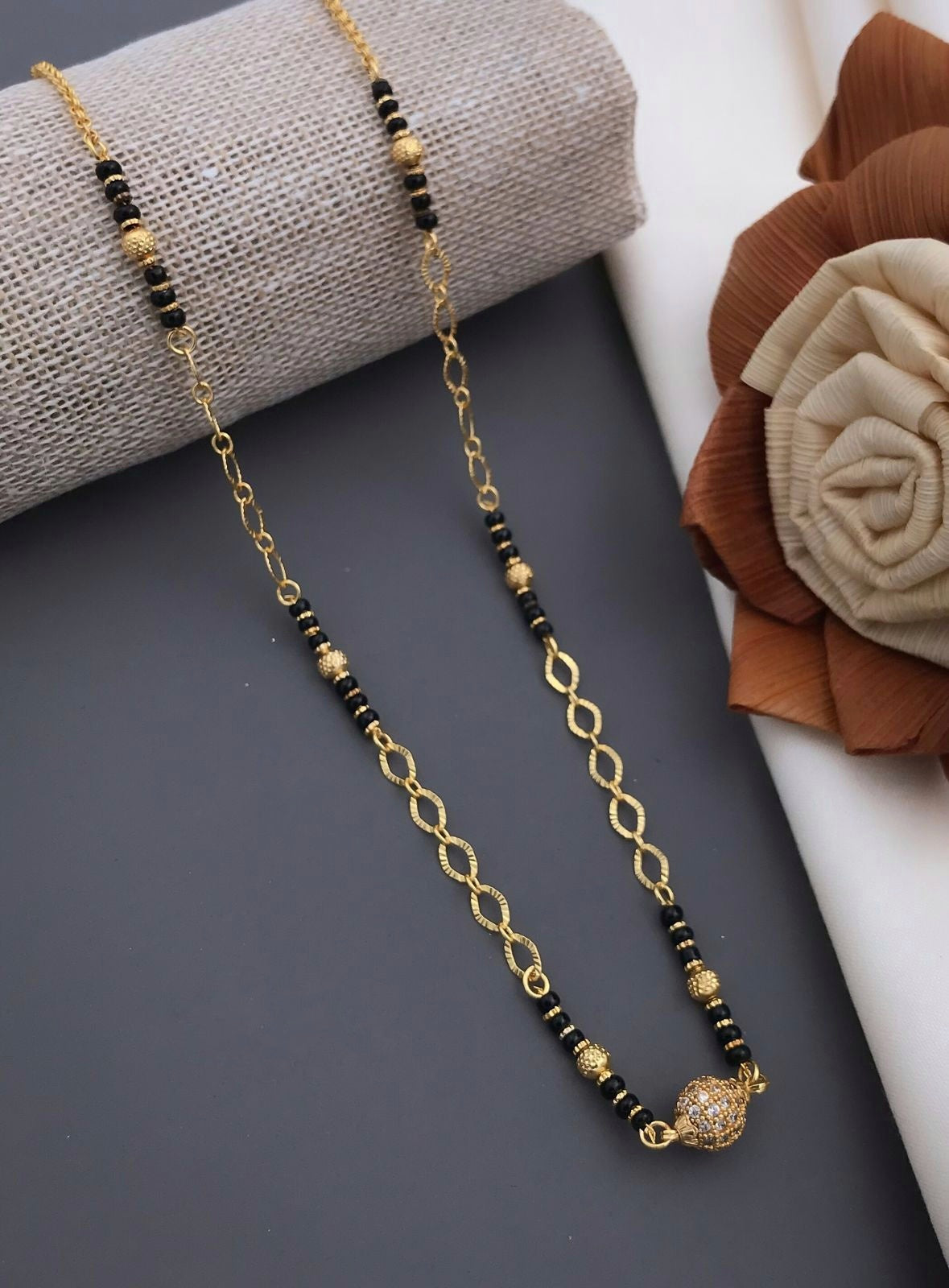 White Ball Premium Prime Short Mangalsutra | American Diamond | Fine Design Jewelry & Accessories |
