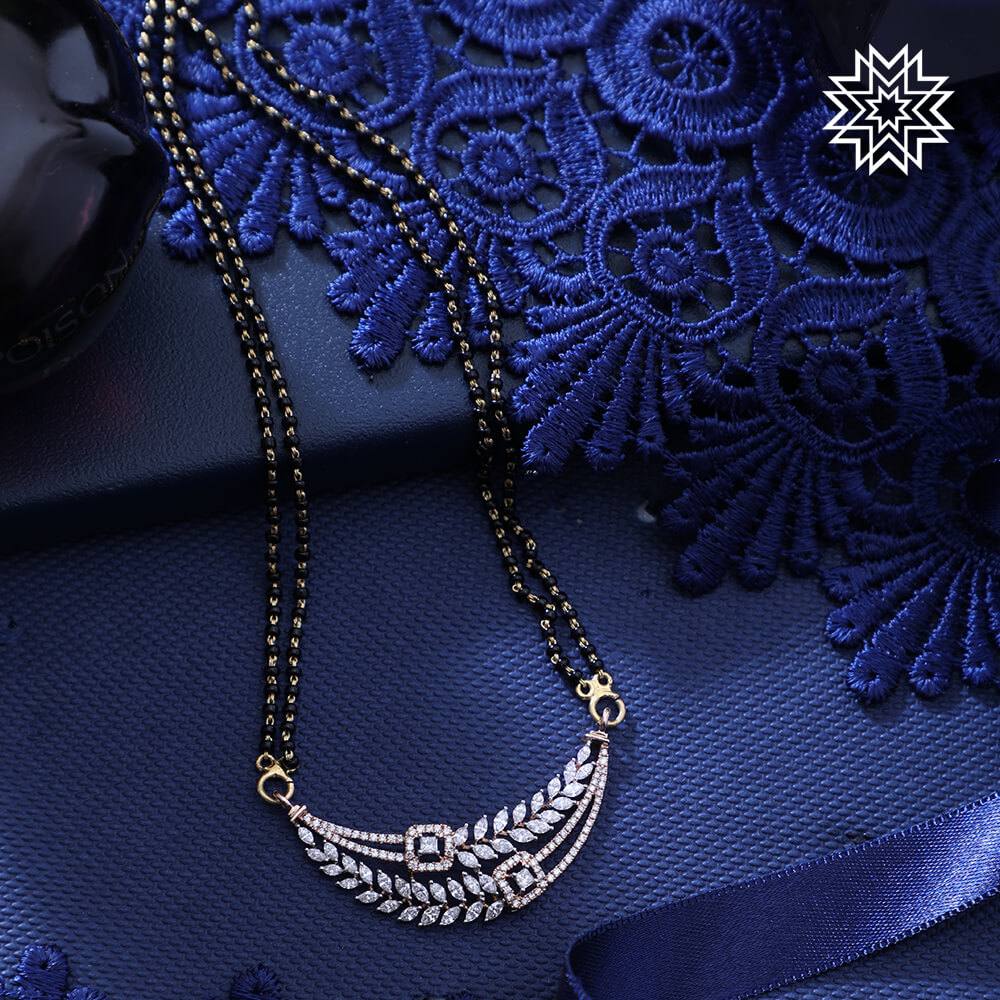 American Diamond 2 Layer Leaf Pattern 24Cm Long Mangalsutra | Fine Design Jewelry & Accessories