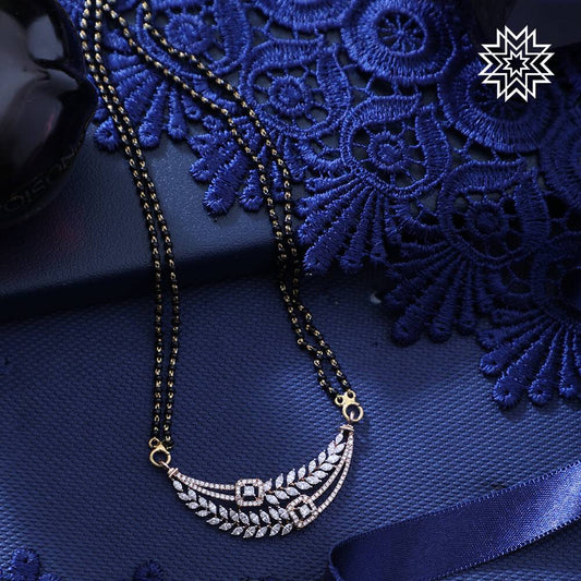 American Diamond 2 Layer Leaf Pattern 24Cm Long Mangalsutra | Fine Design Jewelry & Accessories