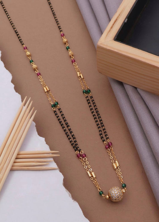 Prime Double Layer A.D Ball Ruby&Green Mangalsutra