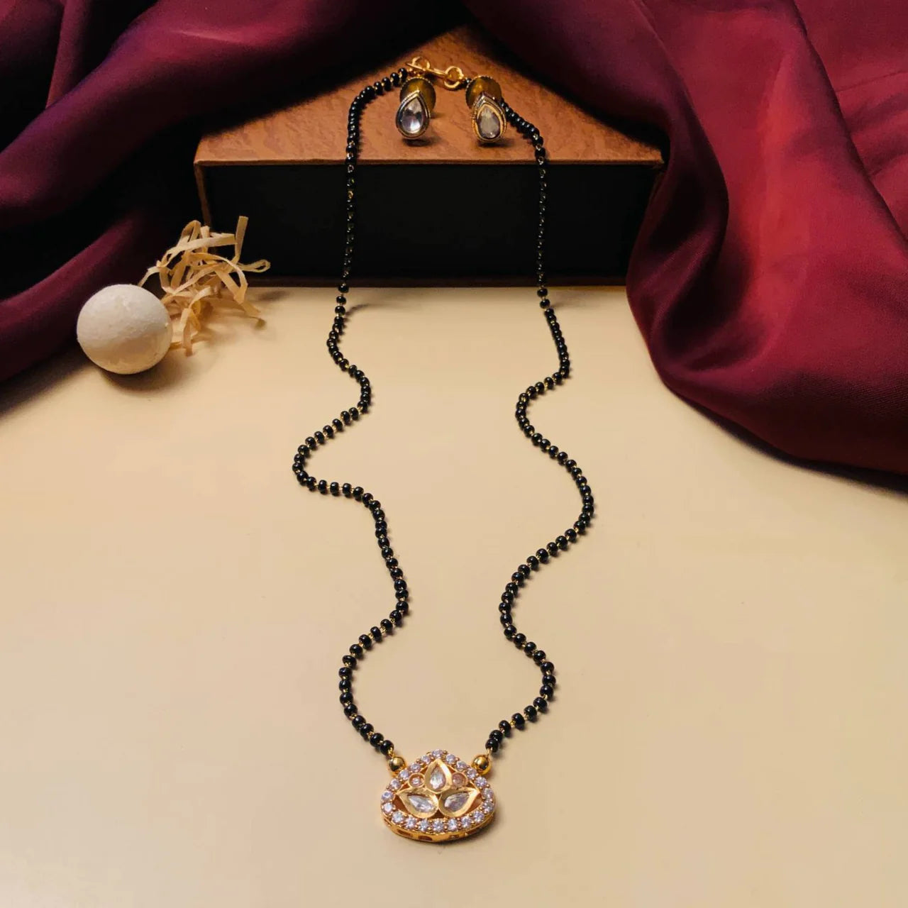 Originalpolki Mangalsutra With Earring High Gold