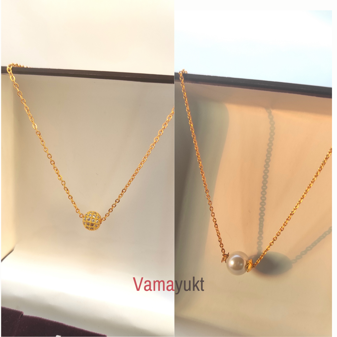 A.D Ball White & White Pearl Pendant Chain