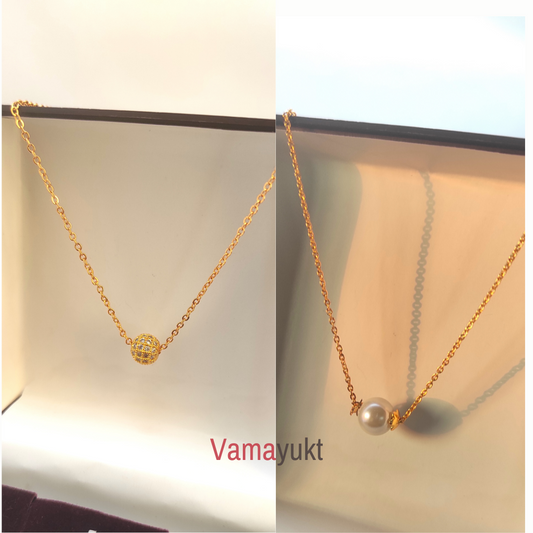 A.D Ball White & White Pearl Pendant Chain