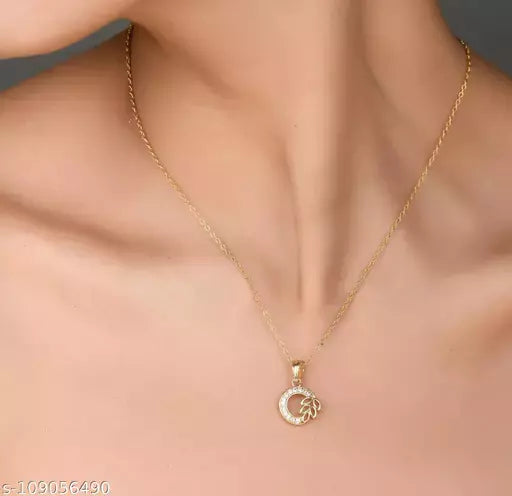Halo Leaf Pattern Pendant Chain