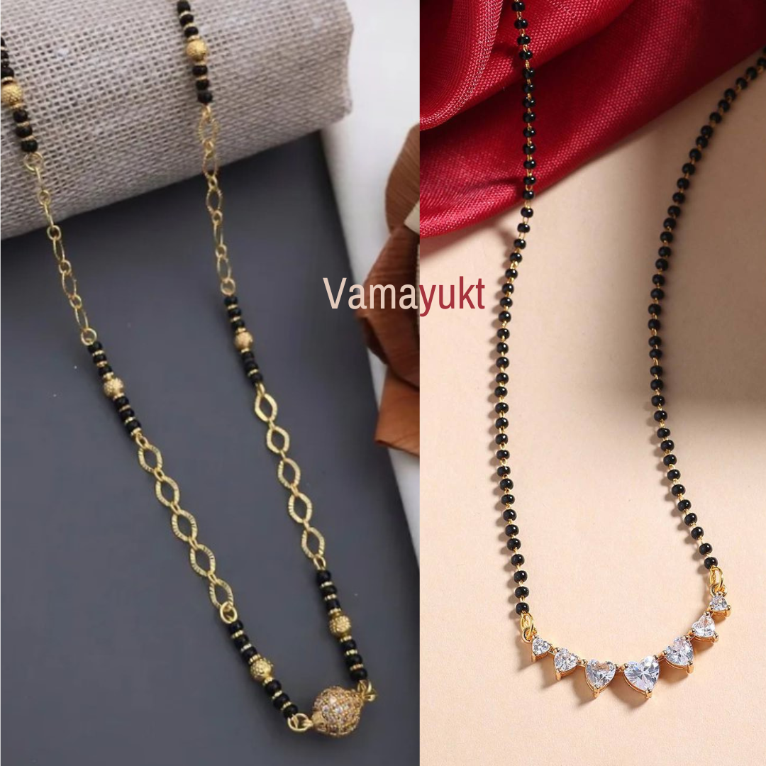 Combo Set of White Zircon And Kundan Gold Plated Mangalsutra  For Ethnic And Formal Outfits