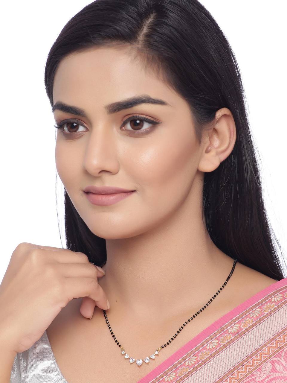 7 Hearts Single Layer Mangalsutra | American Diamond| Fine Design Jewelry & Accessories |