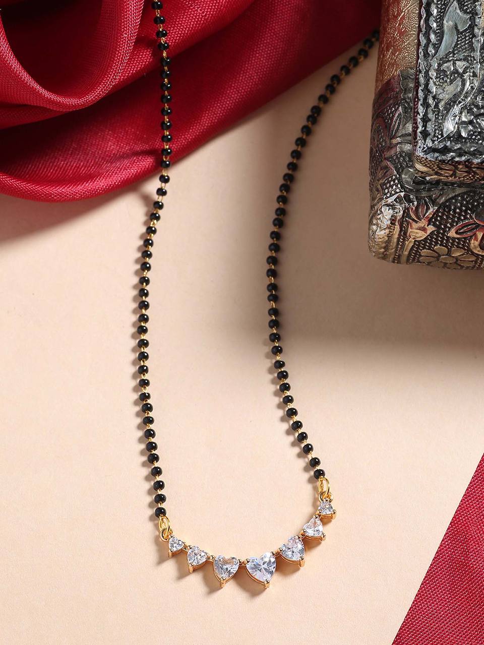 7 Hearts Single Layer Mangalsutra | American Diamond| Fine Design Jewelry & Accessories |