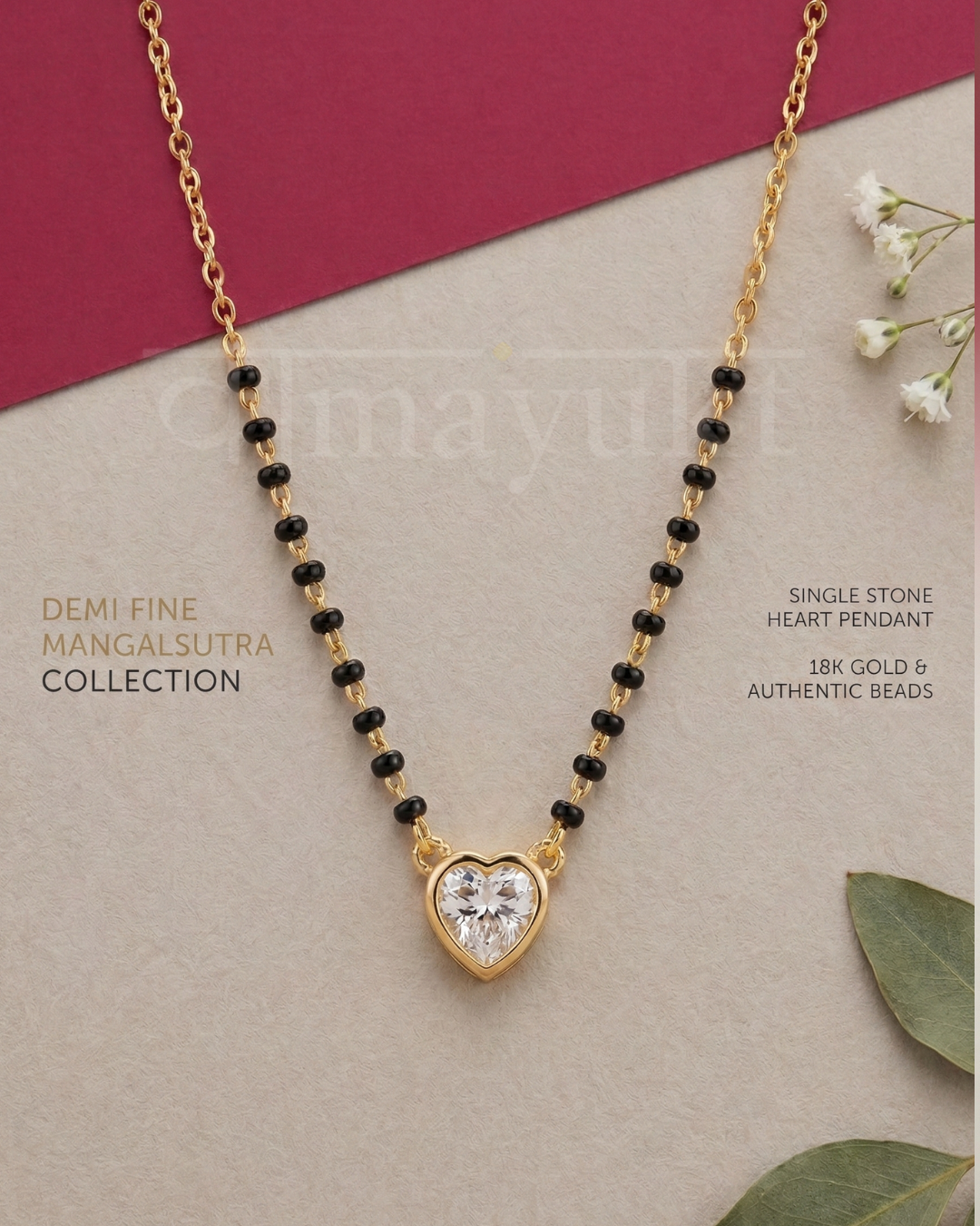 Miniature heart modern mangalsutra