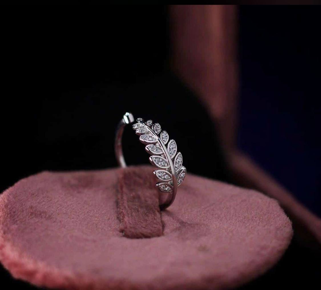 Leaf Pattern Abjustable Ring Silver | Fine Design Jewelry & Accessories |