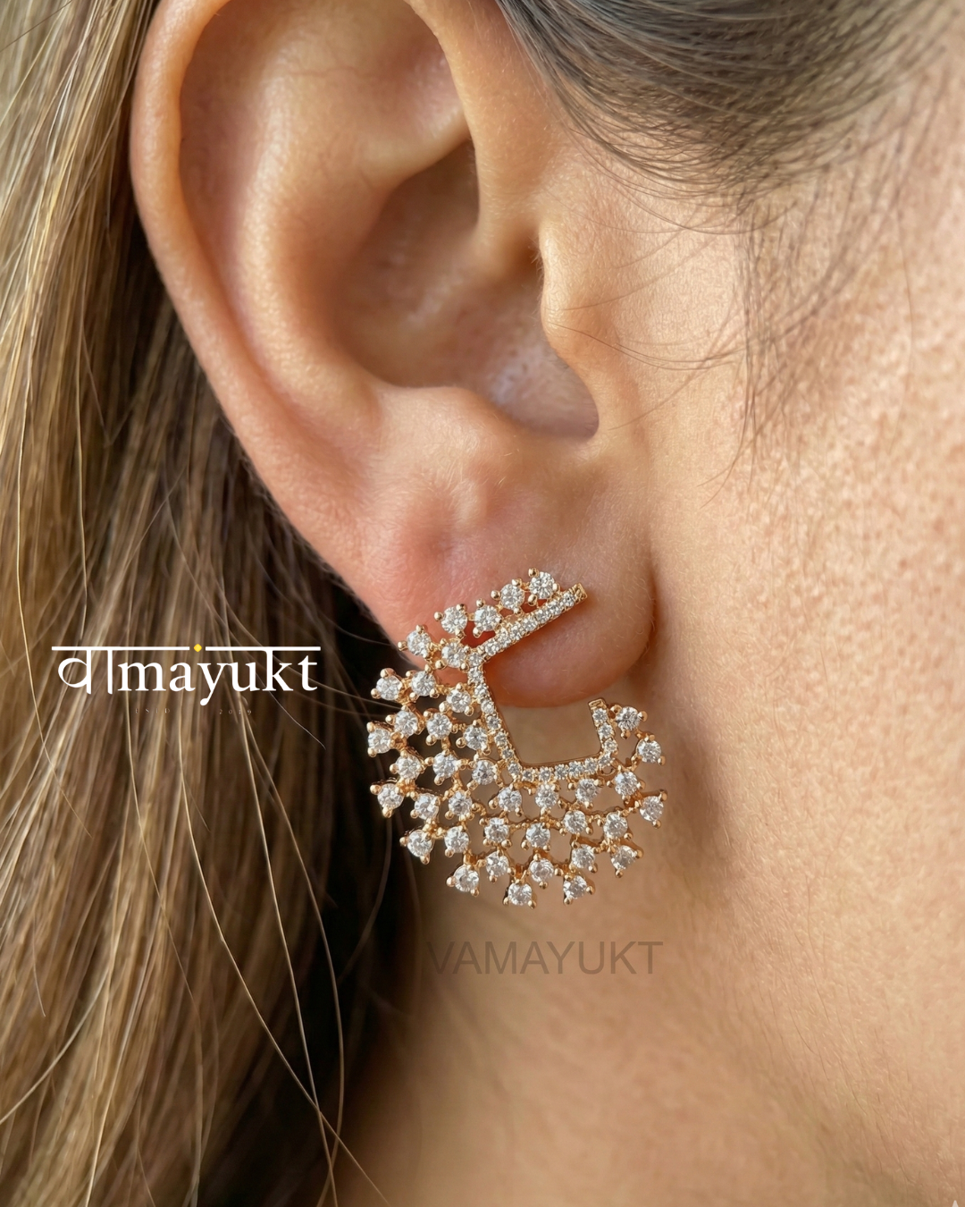 Clobster Geometry American Diamond Earring Studds