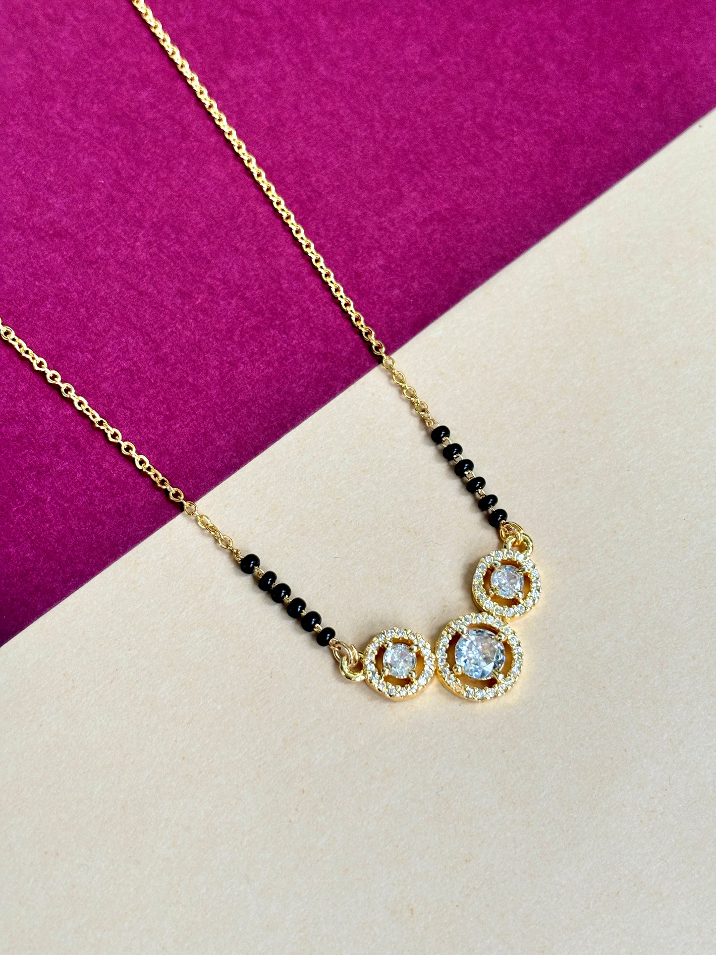 Mickey - 3 Hoop modern | American Diamond Mangalsutra