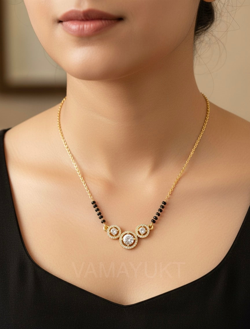 Mickey - 3 Hoop modern | American Diamond Mangalsutra