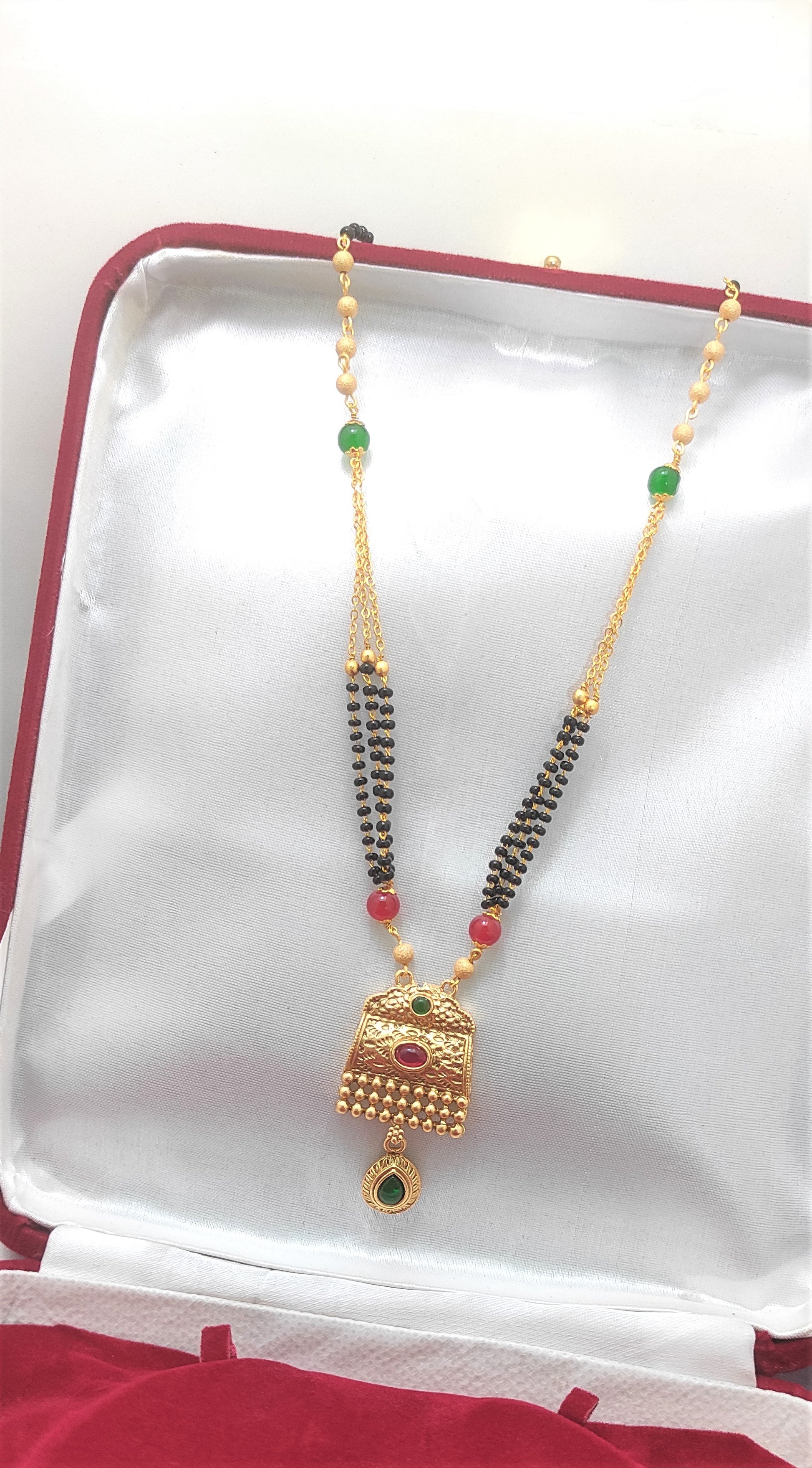 prime V3 Matte  Ruby&Green Short Mangalsutra