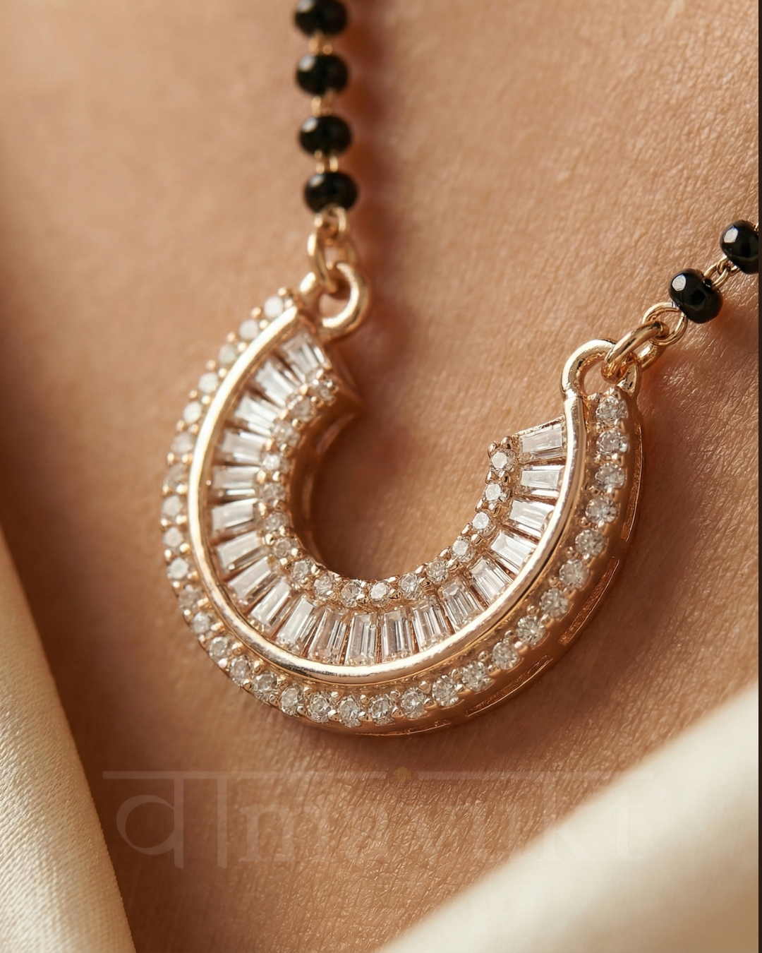 Aura curve gold plated mangalsutra