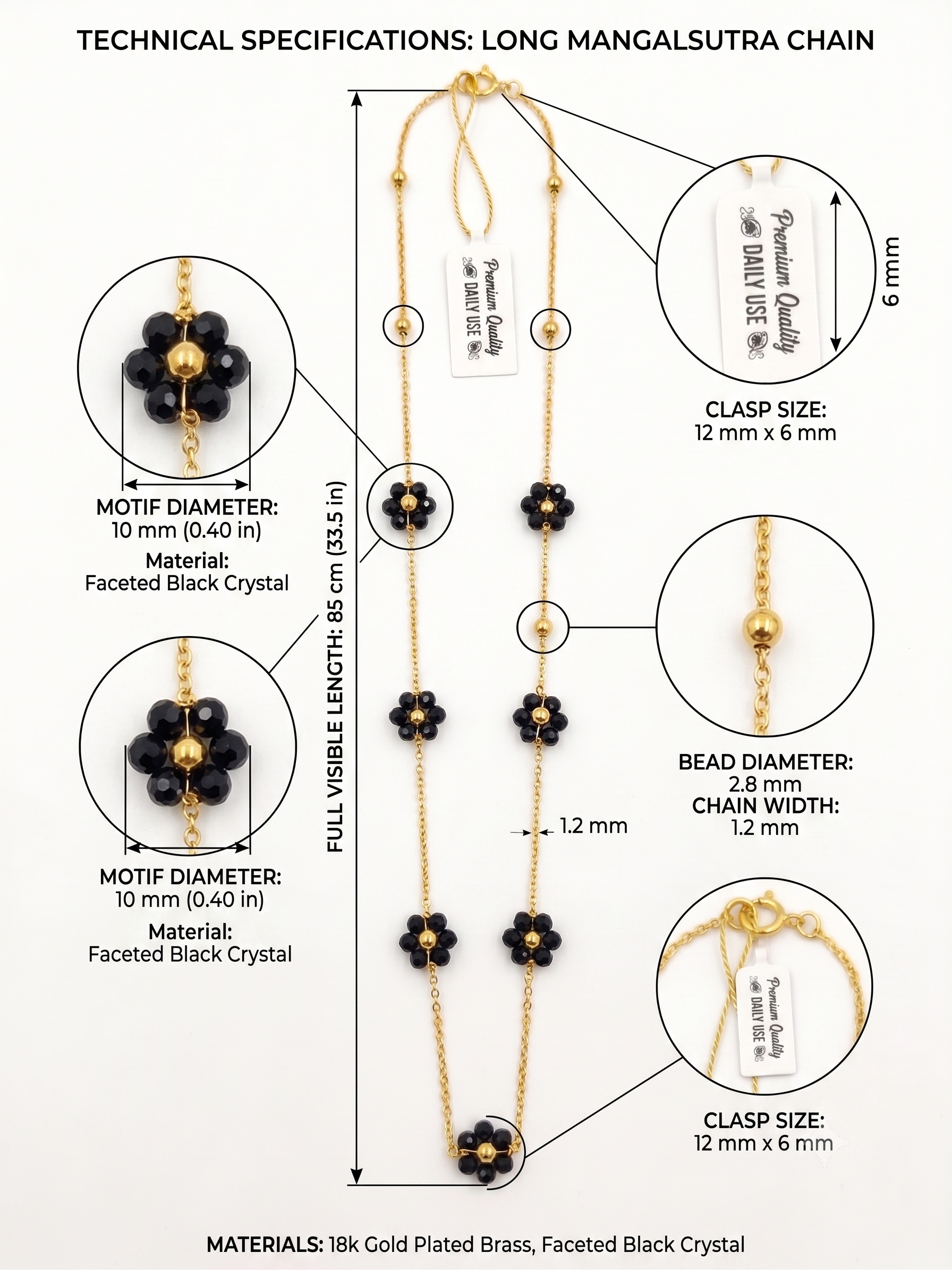Black daisy flower mangalsutra