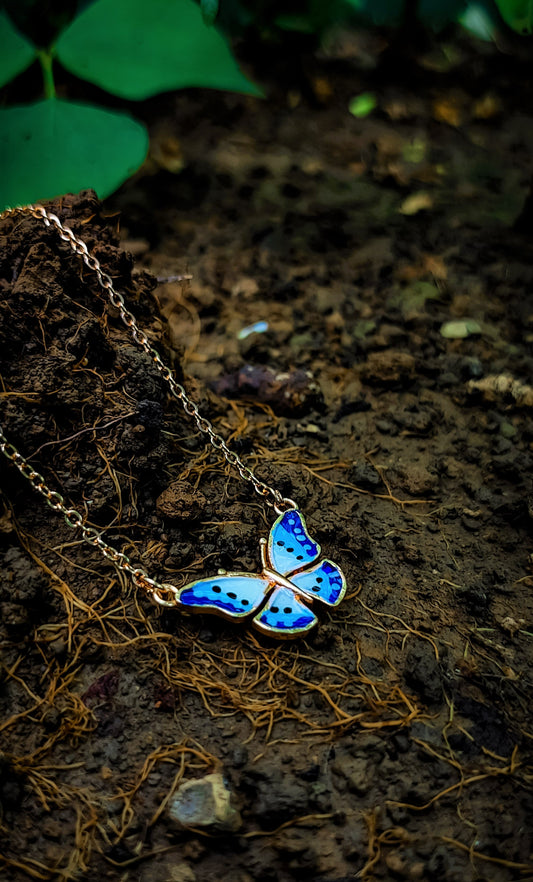 Butterfly Blueshade Meena Pendant Chain