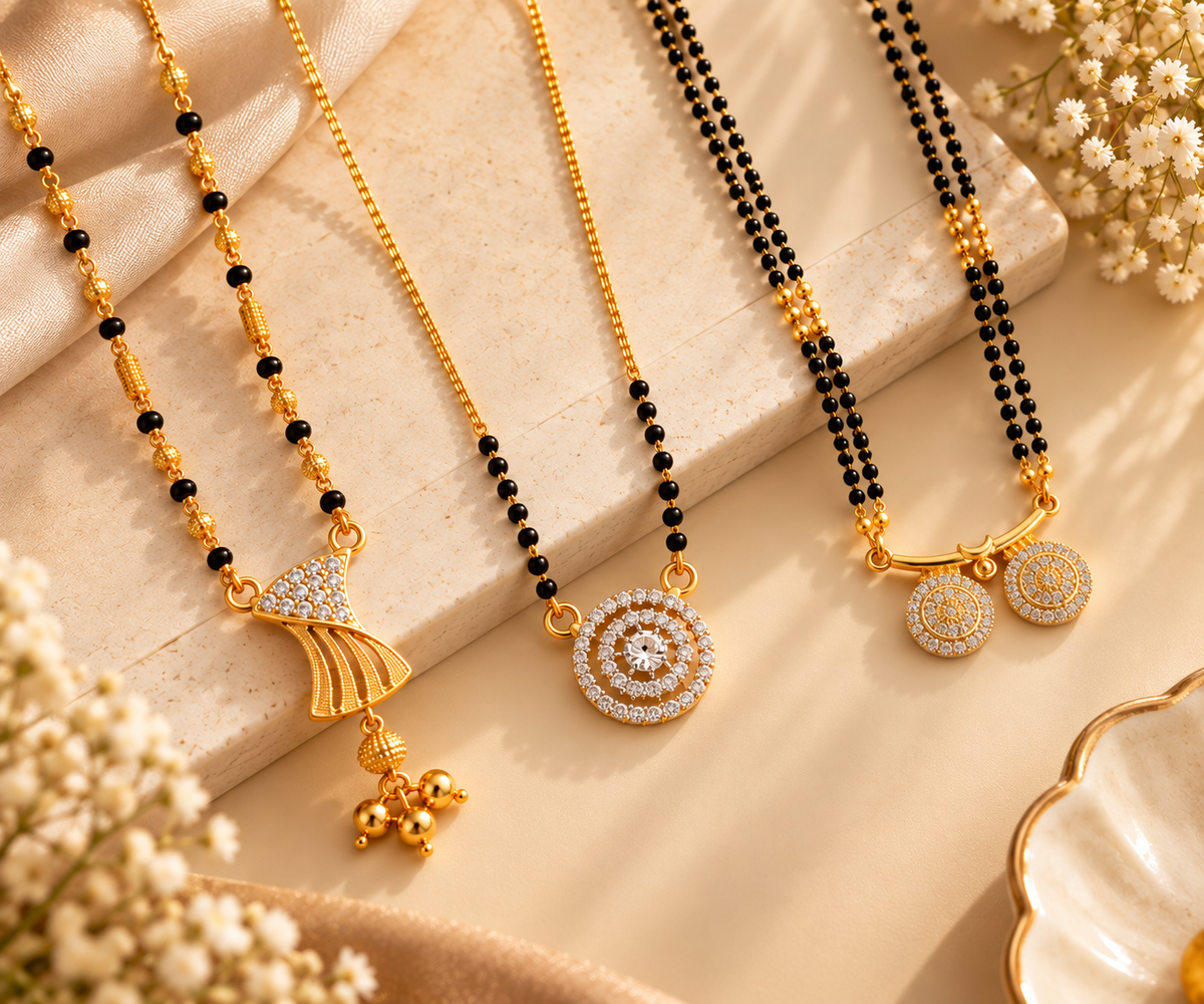 Vaidehi, Vati and  Shreya Black Bead Mangalsutra Combo