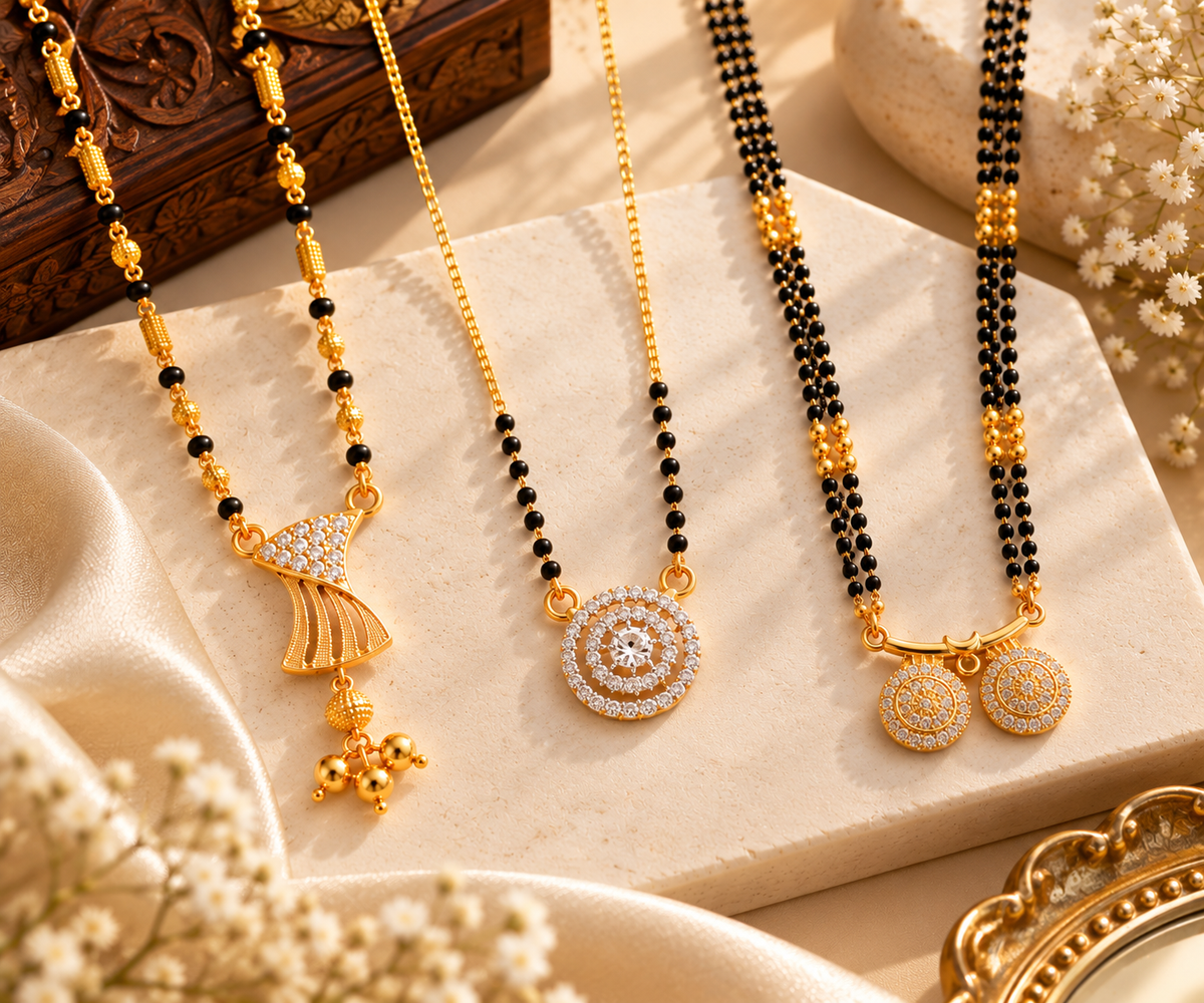 Vaidehi, Vati and  Shreya Black Bead Mangalsutra Combo