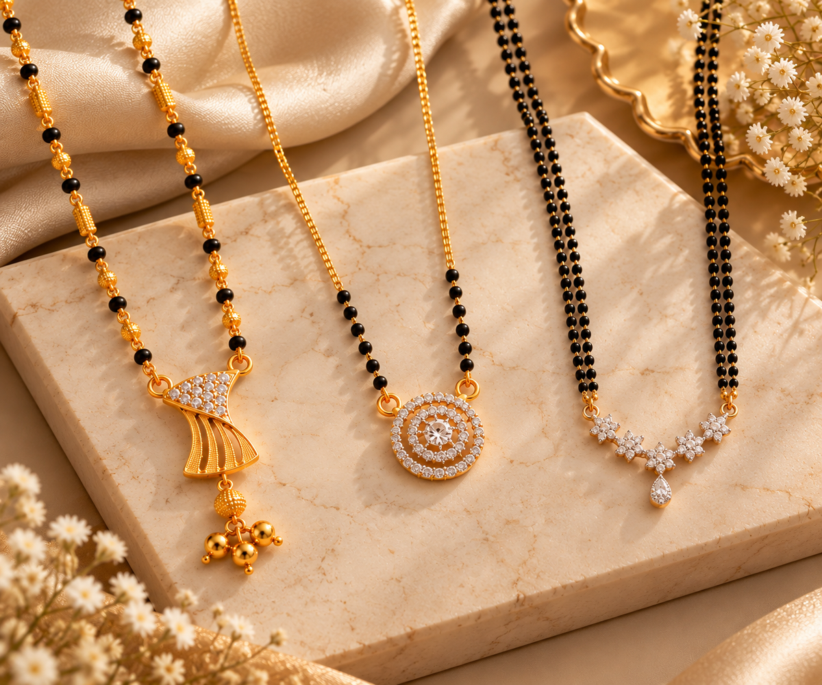 Vaidehi, Shreya Black Bead &amp; Shalo Modern Mangalsutra Combo