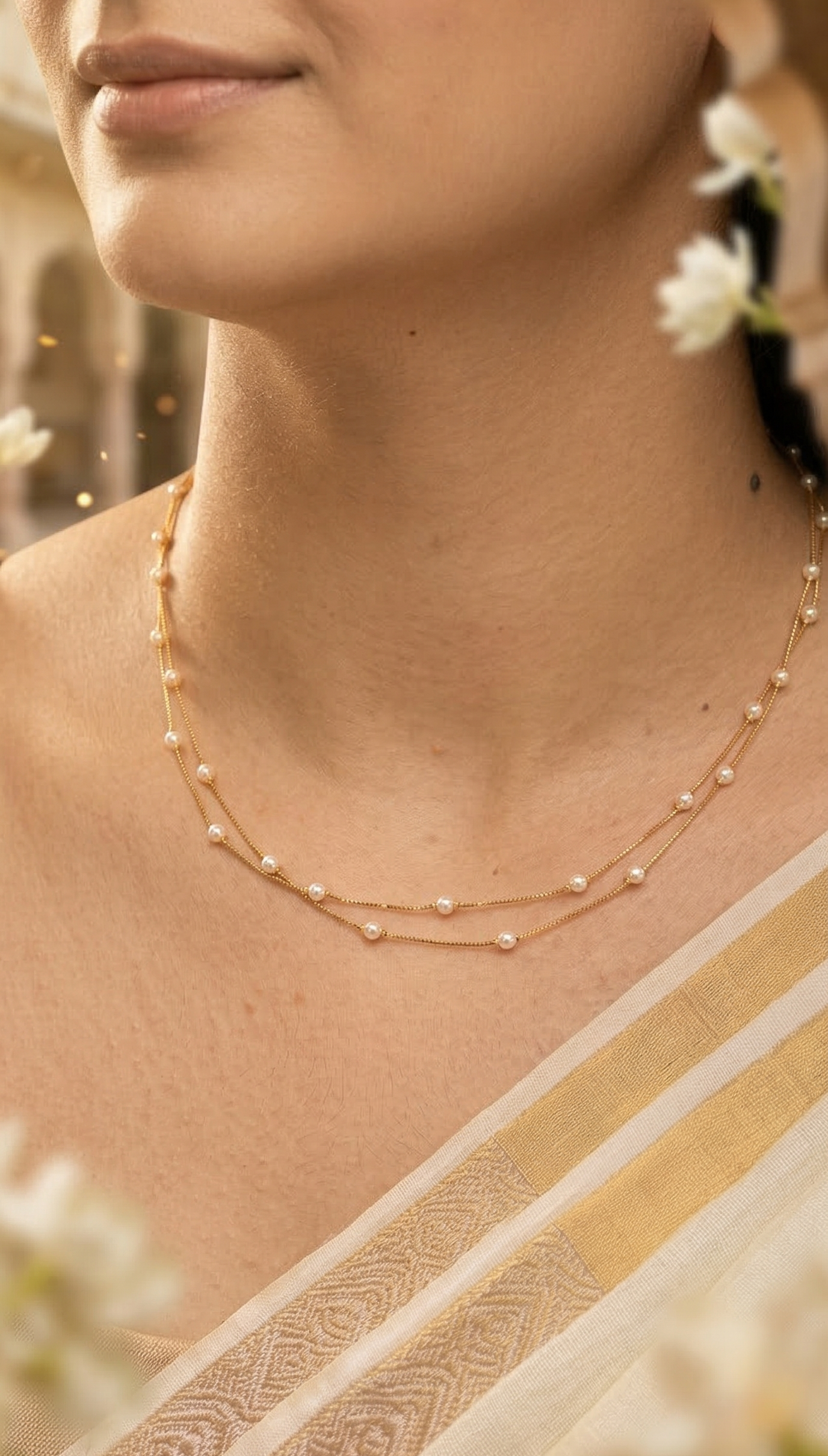 Dailywear 2 layer pearl chain necklace