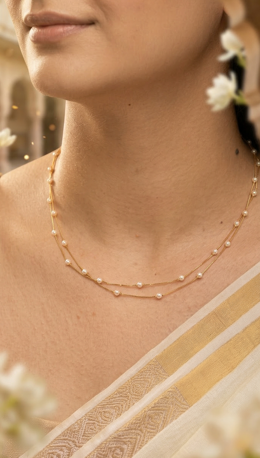 Dailywear 2 layer pearl chain necklace