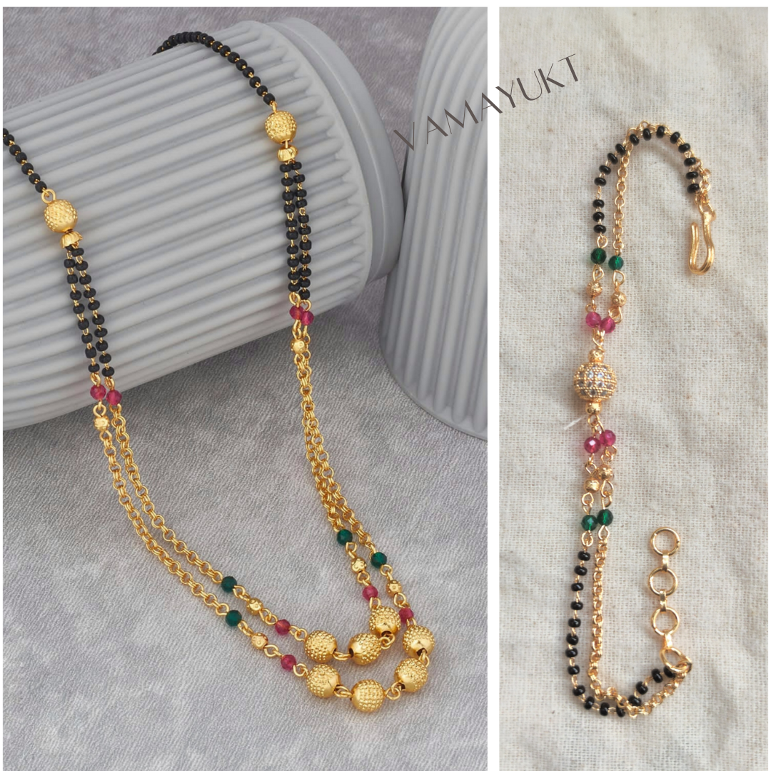 Double Layer Mangalsutra Bracelate & Mangalsutra Ruby Green