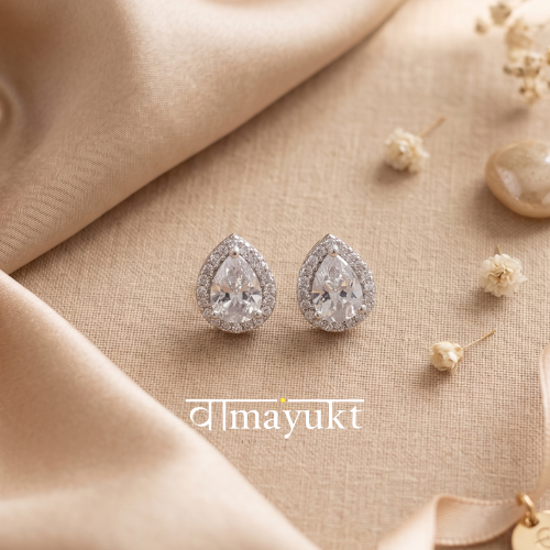 Flora silver drop earring stud