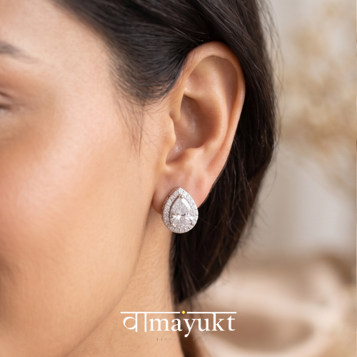 Flora silver drop earring stud