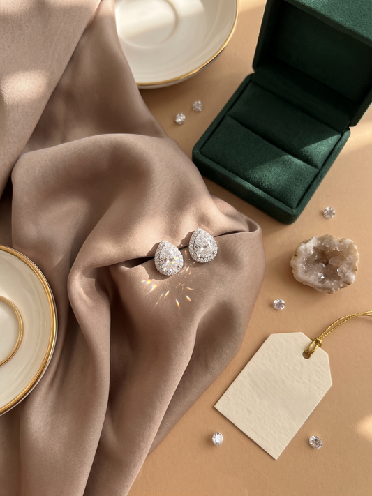 Flora silver drop earring stud