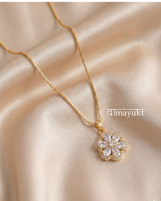 Floral CZ Pendant Necklace