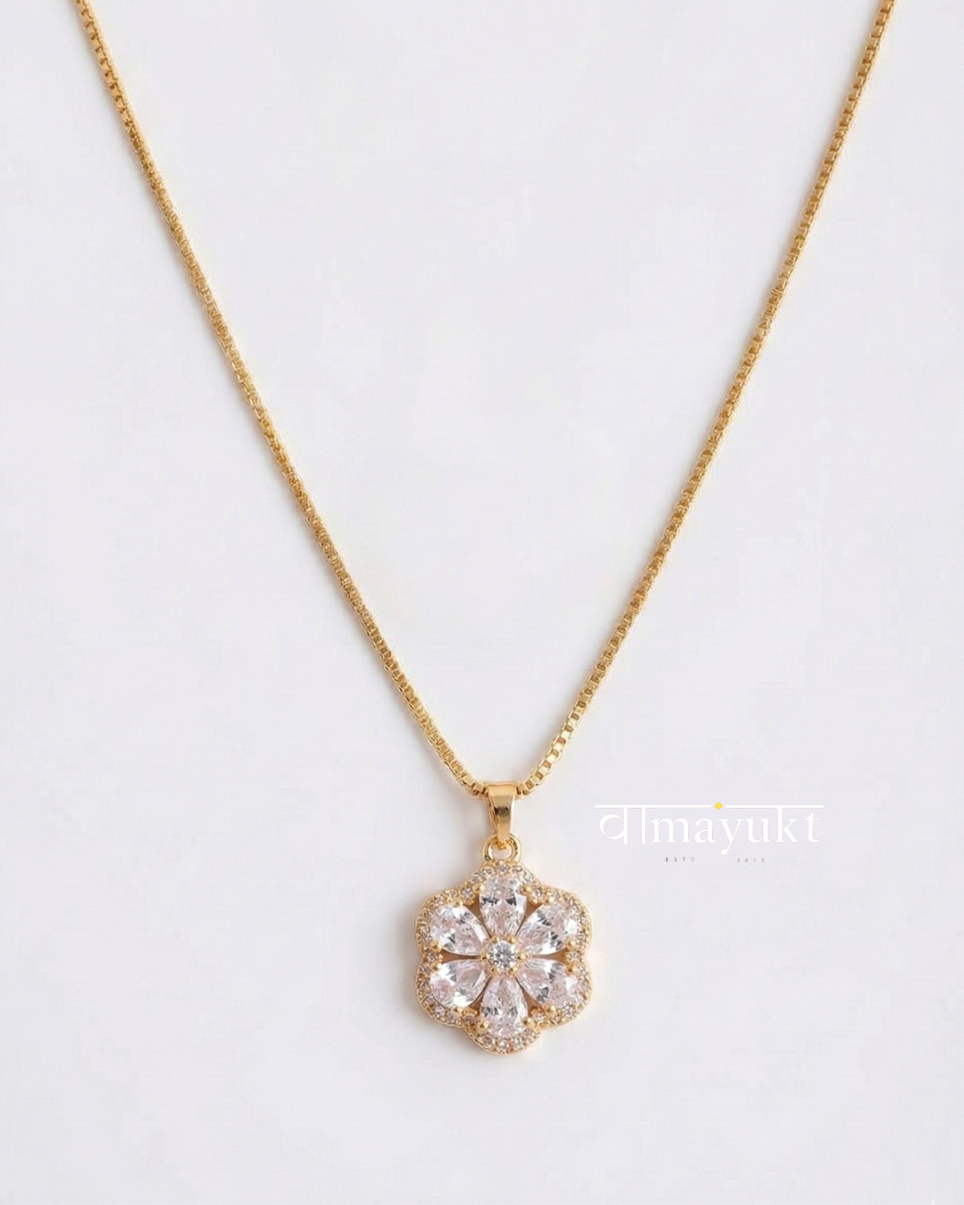 Floral CZ Pendant Necklace