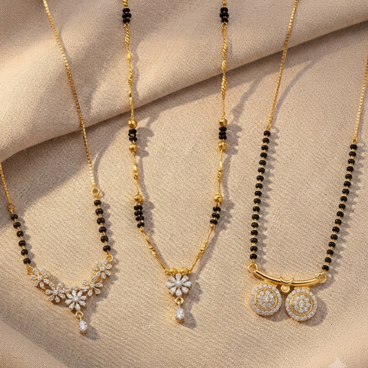 Elite V4 + Vati Mangalsutra + Shreya Black Bead Mangalsutra Combo Set