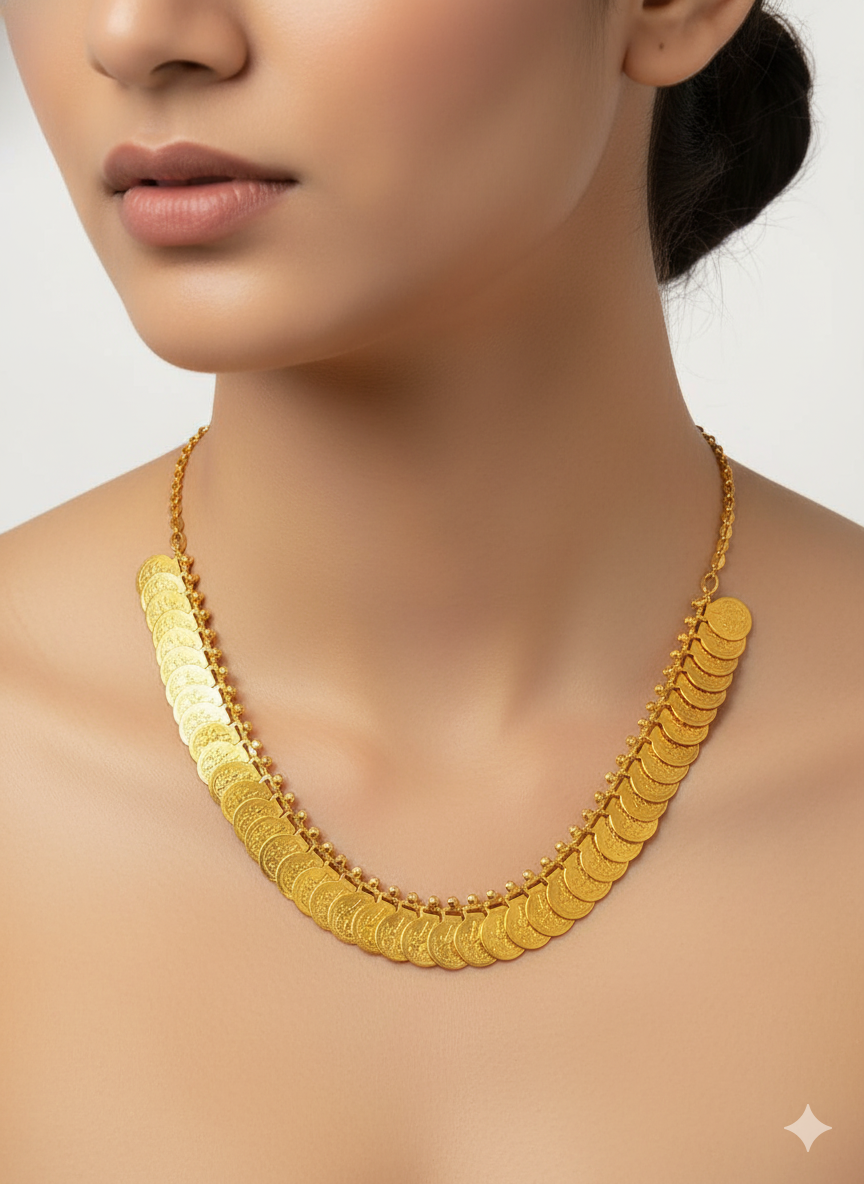 Gold Coin Cascade Necklace
