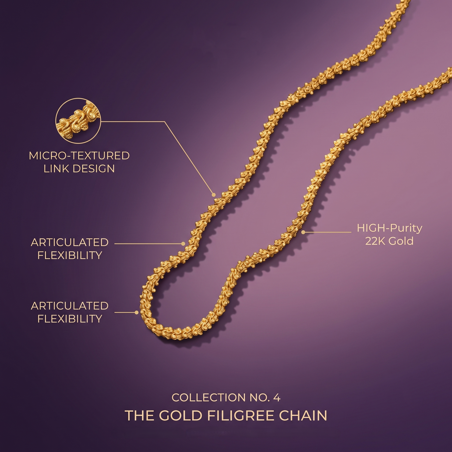 Gold filigiri chain 22 inch