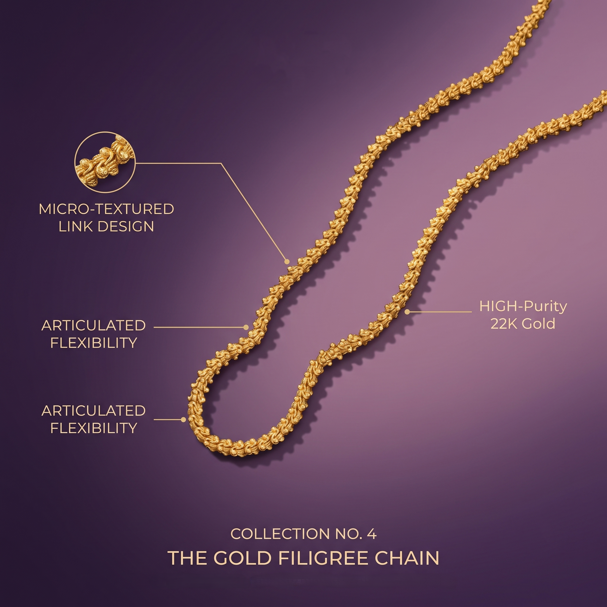 Gold filigiri chain 22 inch