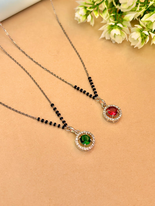 Green solitaire modern mangalsutra set